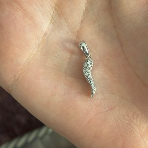Italian white gold diamond horn pendant